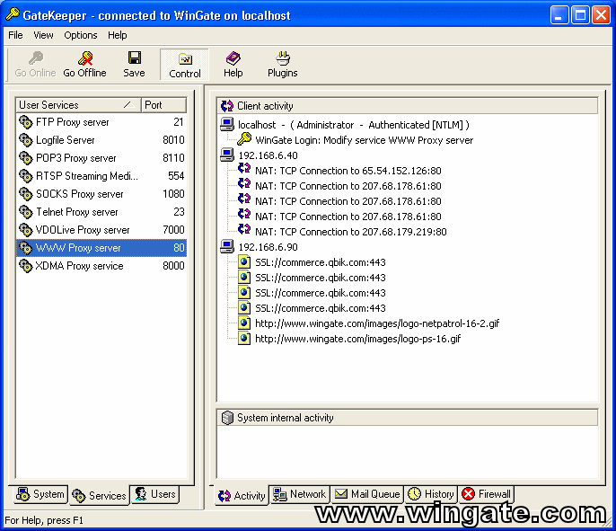Click to view WinGate 6.6.4 screenshot