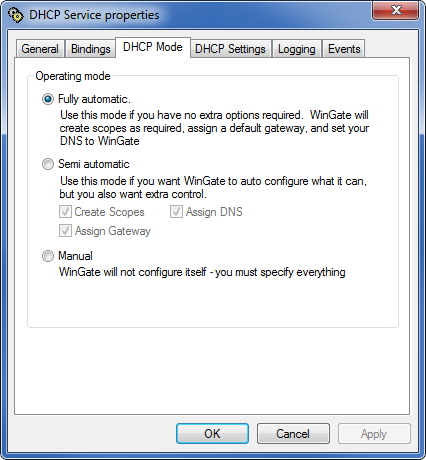 DHCP Server: Mode